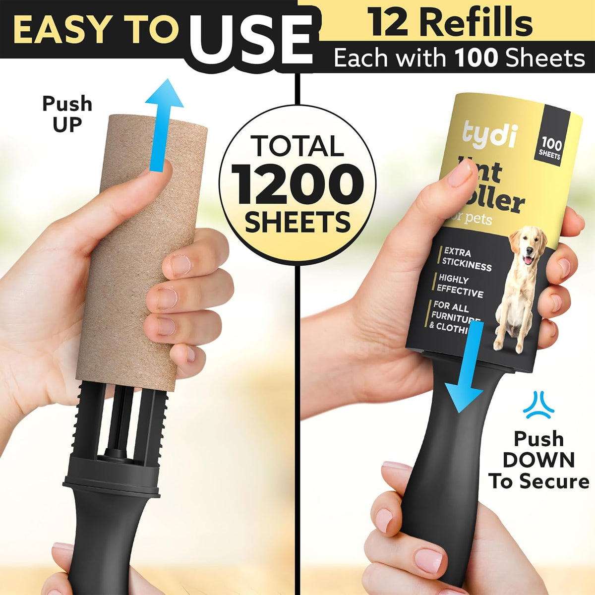 Pet Hair Lint Rollers, 1100 Sheets with 2 Handles