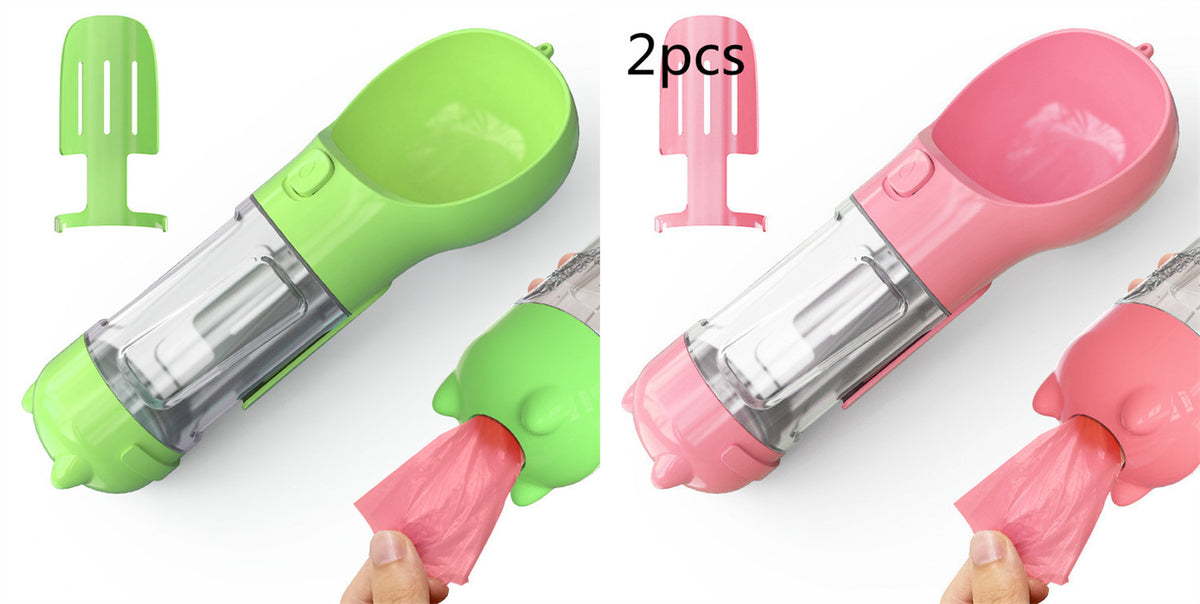 Pet Water Bottle Feeder Bowl Garbage Bag Storage Portable Pet Outdoor Travel 3 in 1 Dog Water Bottle