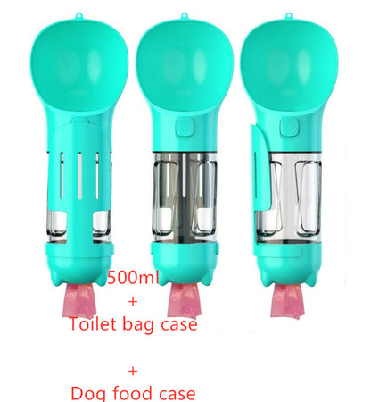 Pet Water Bottle Feeder Bowl Garbage Bag Storage Portable Pet Outdoor Travel 3 in 1 Dog Water Bottle