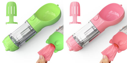 Pet Water Bottle Feeder Bowl Garbage Bag Storage Portable Pet Outdoor Travel 3 in 1 Dog Water Bottle