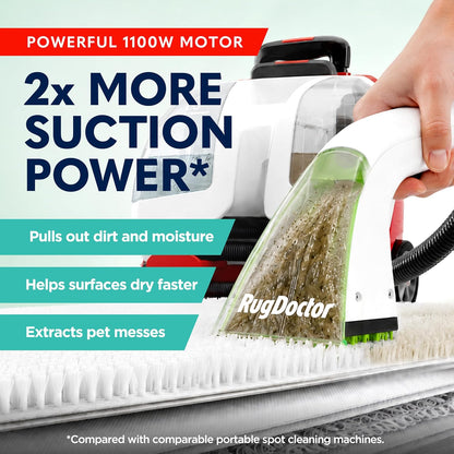 Pet Portable Spot Carpet Cleaner | Rubberised Bristles for Pet Hair Removal - 2X Suction - Handheld Carpet & Upholstery Cleaner for Carpets, Sofas, Stairs, Cars and Soft Furnishings