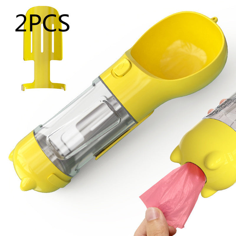 Pet Water Bottle Feeder Bowl Garbage Bag Storage Portable Pet Outdoor Travel 3 in 1 Dog Water Bottle