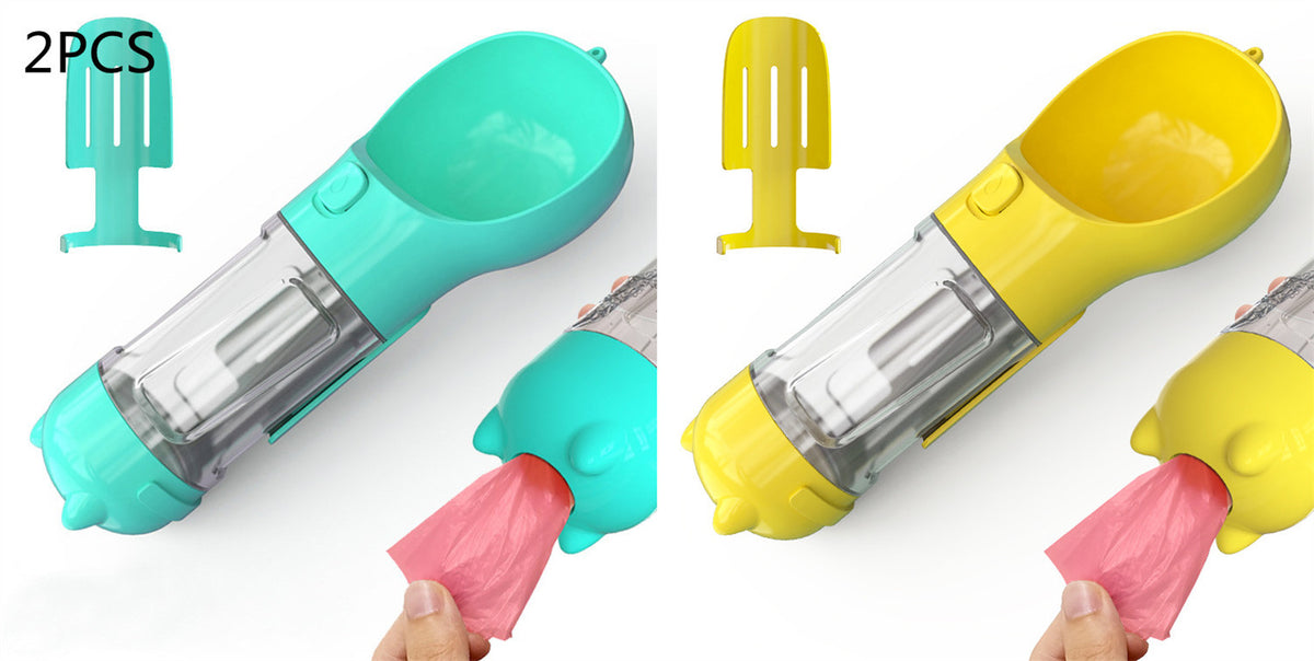 Pet Water Bottle Feeder Bowl Garbage Bag Storage Portable Pet Outdoor Travel 3 in 1 Dog Water Bottle